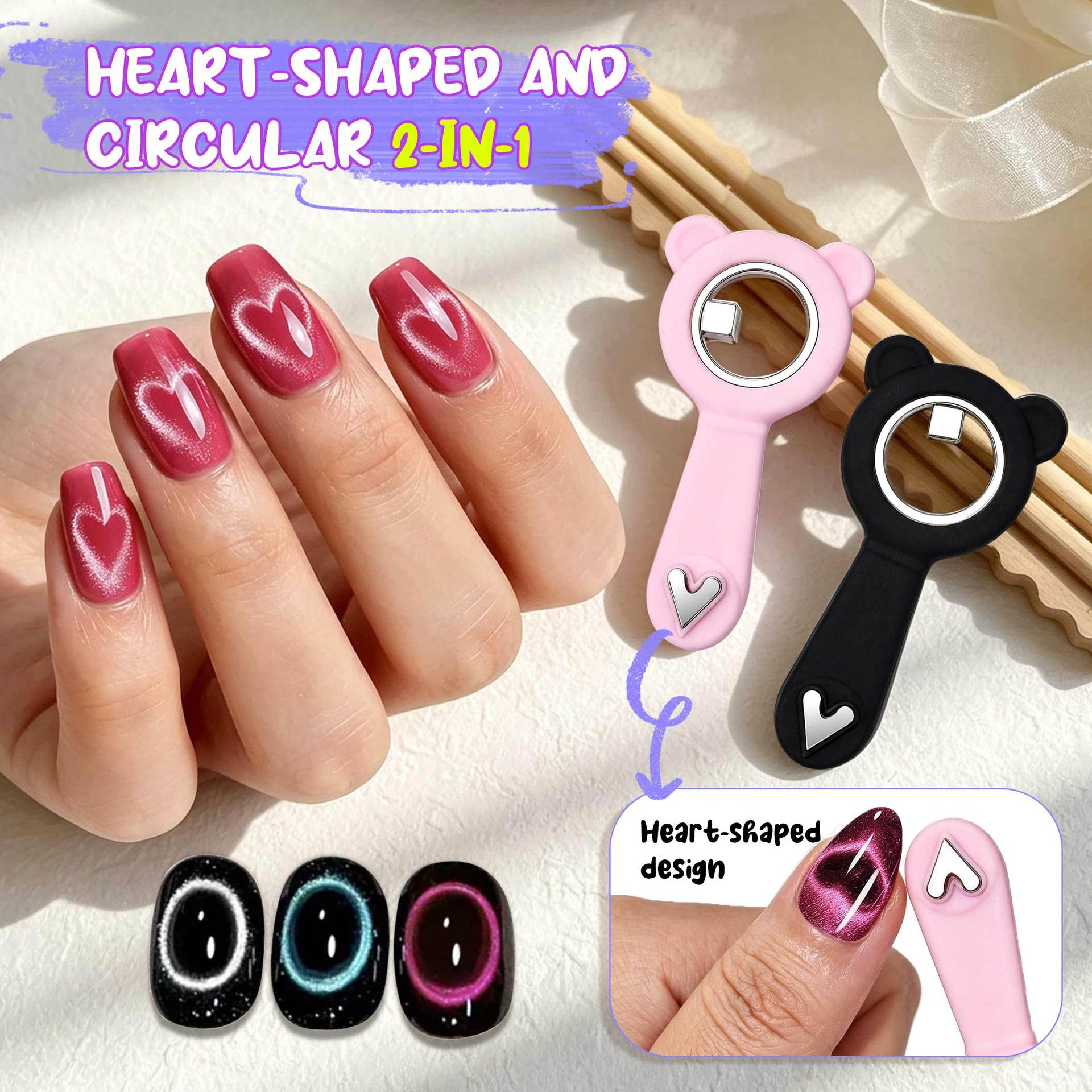 2 in 1 Nail Magnet Little Bear Silicone Ring-shaped